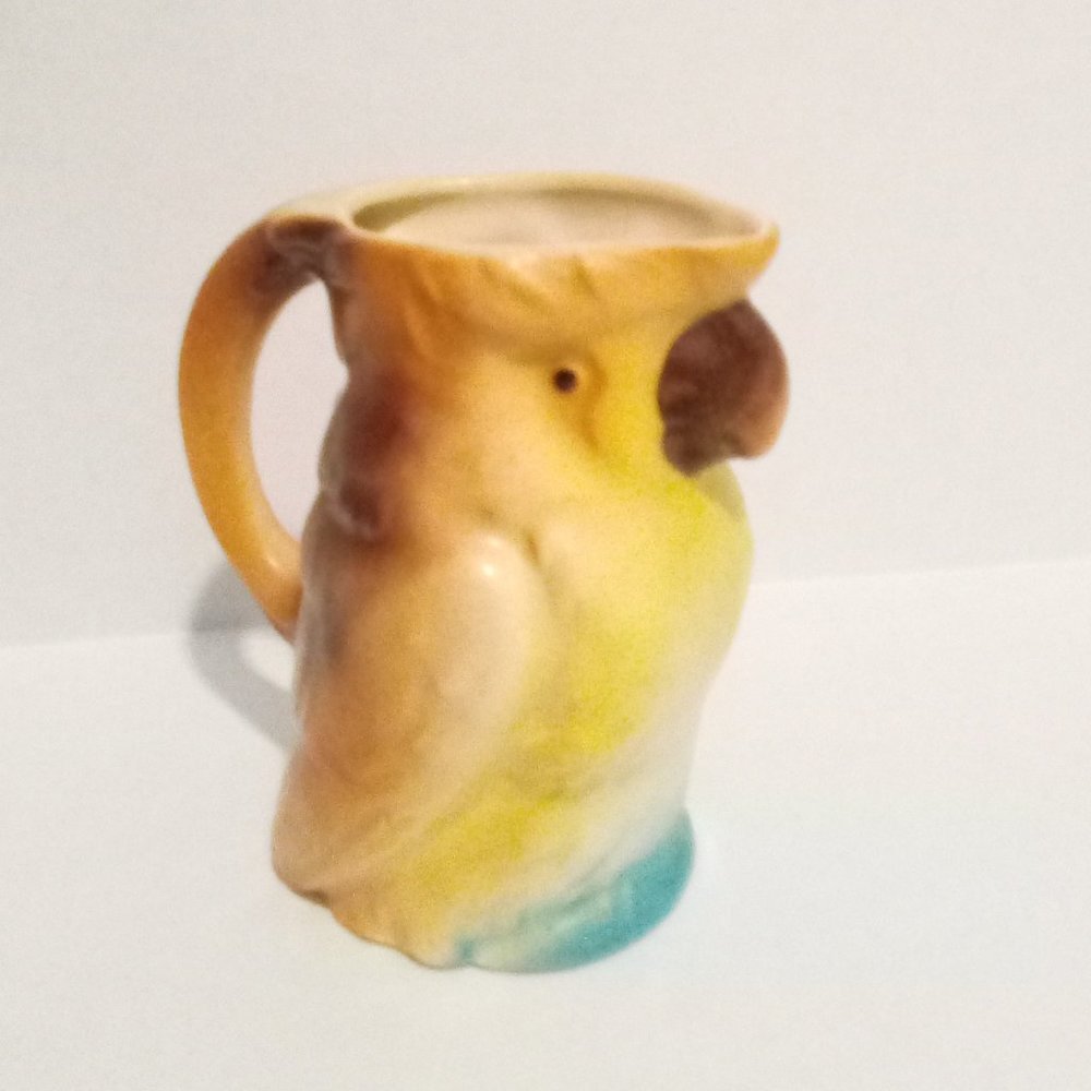 1930s Vintage Czech Pottery Hand Painted Parrot Creamer/Pitcher